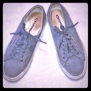 Superga grey leather shoes